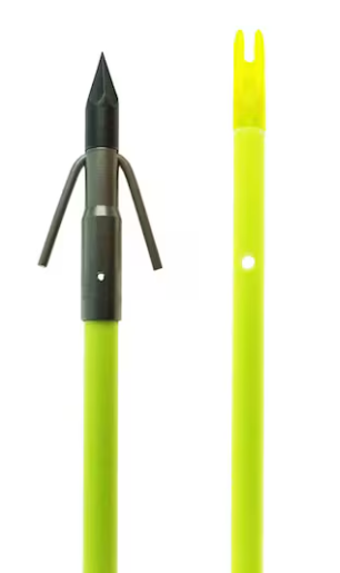 Muzzy Classic Fiberglass Bowfishing Arrow with Carp Point Chartreuse